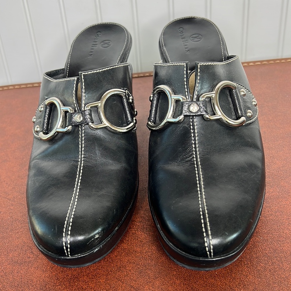 - Cole Haan Black Slip On Wedge Mules Size 9B - Picture 2 of 16